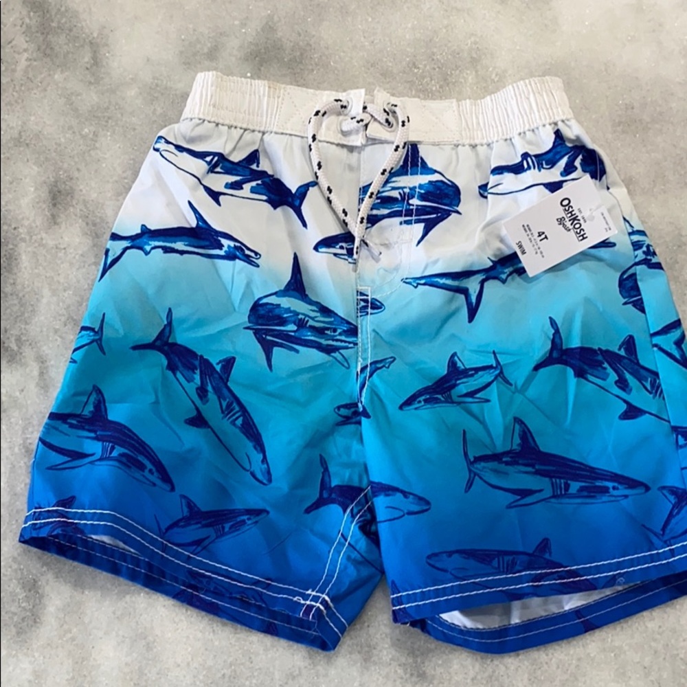 OshKosh Boys Swim Trunks 4T Blue Ombré Sharks